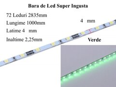 BARA LED 12V - 2835 VERDE / 1000MM X 4MM